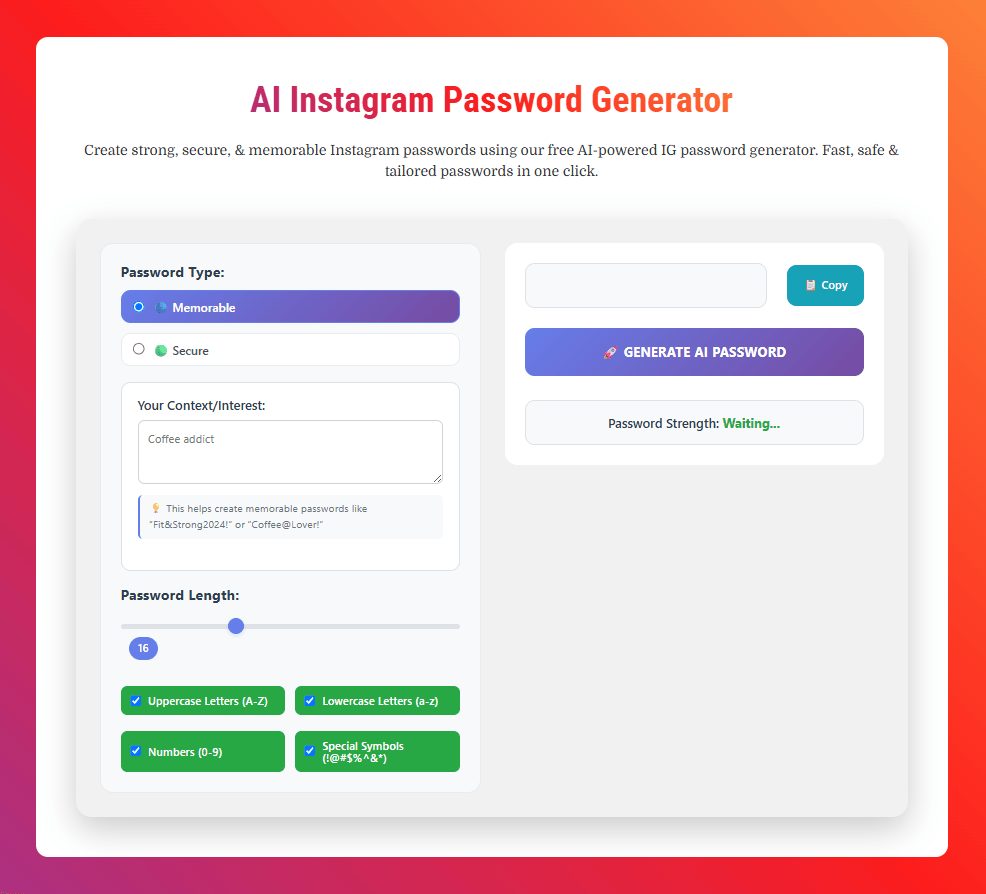 AI Instagram Password Generator 1 InstaYT AI Password Generator for Instagram
