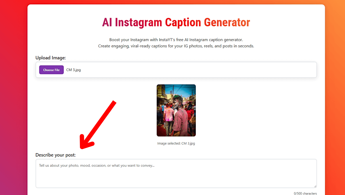 Instagram Caption Generator by Describing Post