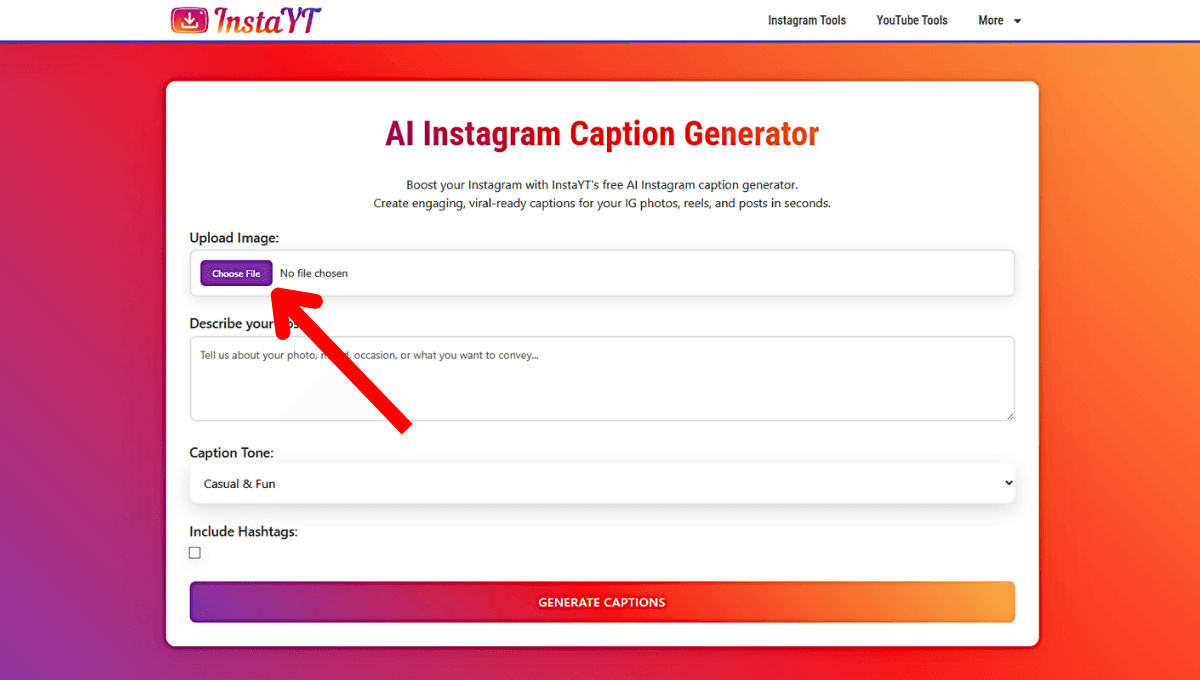 Instagram Caption Generator by Uploading Photo